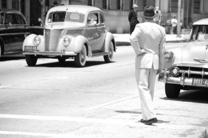 vintage car and man move set Baltimore