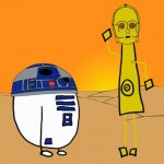 Hand drawn Robots from Star Wars R2DT and C3PO