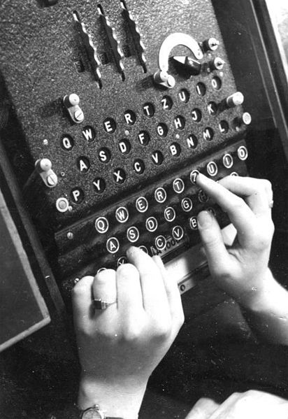 Enigma Machine 1943 Hands on Enigma Machine keyboard 1943