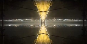 Mirrored iamge of bridge
