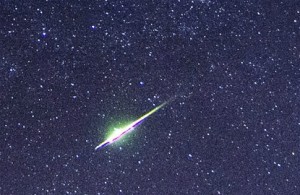 Screen capture of a Perseid meteor