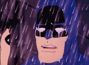 Batman crying inthe rain