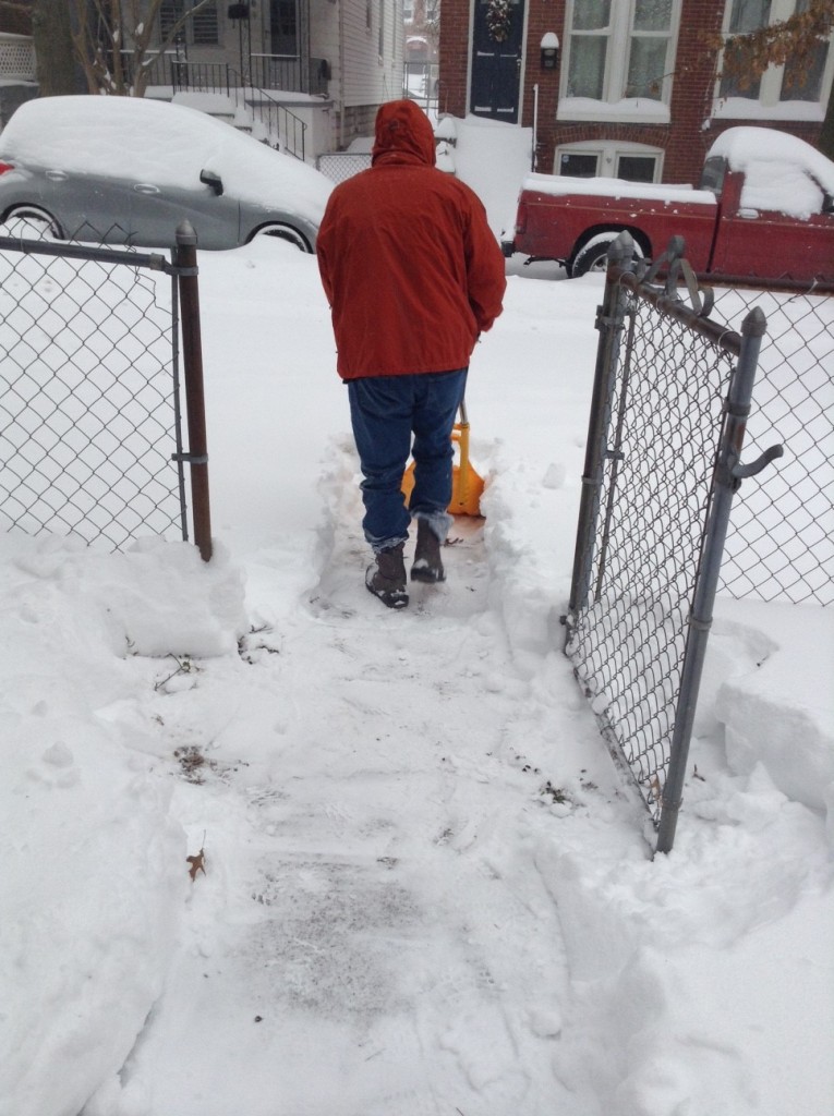 Historic BaltMid storm here is Gerrit shoveling. 