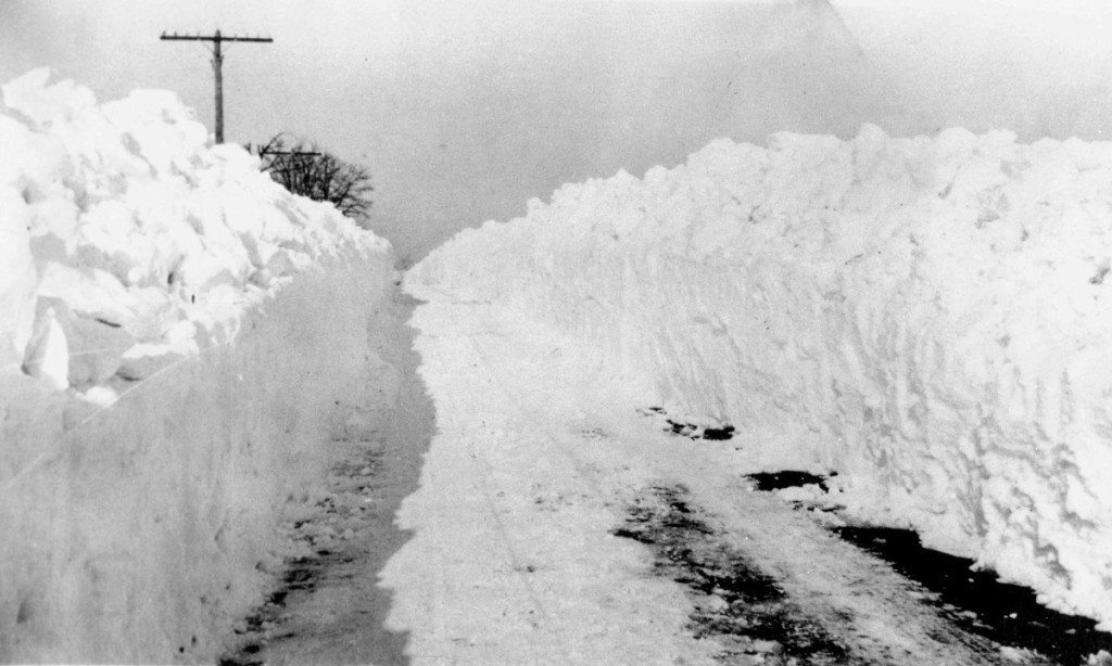 BaltimorePlowed snow creates walls along a road following the storm in 1922